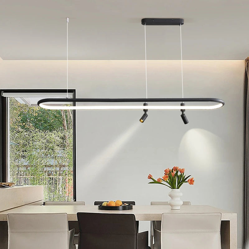 Nordic Longer Pendant Lights Modern Dining Table Fixtures Black Chande ...