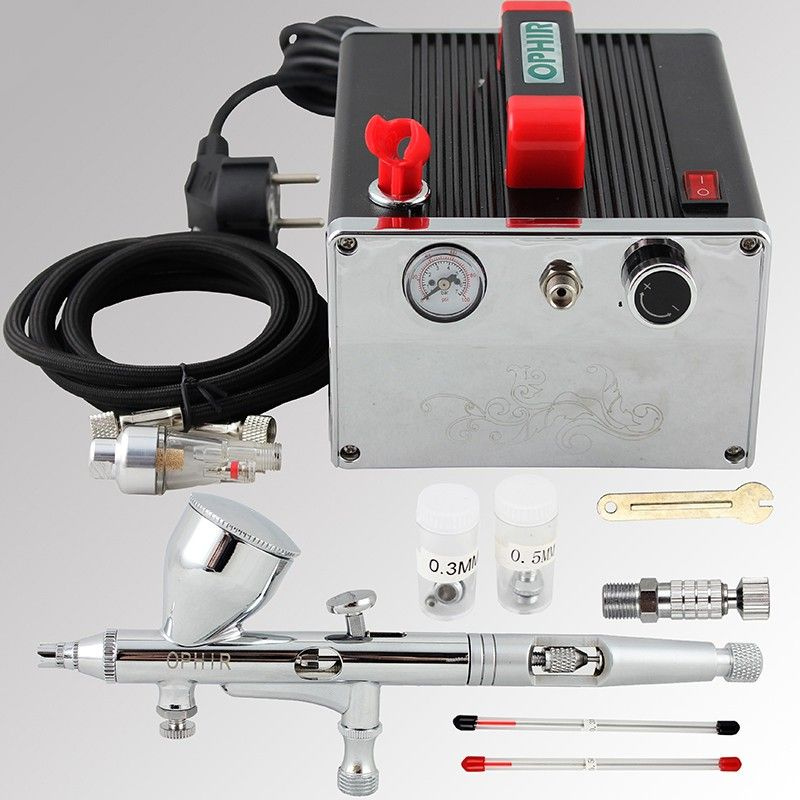 Gaahleri Airbrush-Malset Mit Kompressor, Lufttank, 1 L, Dual