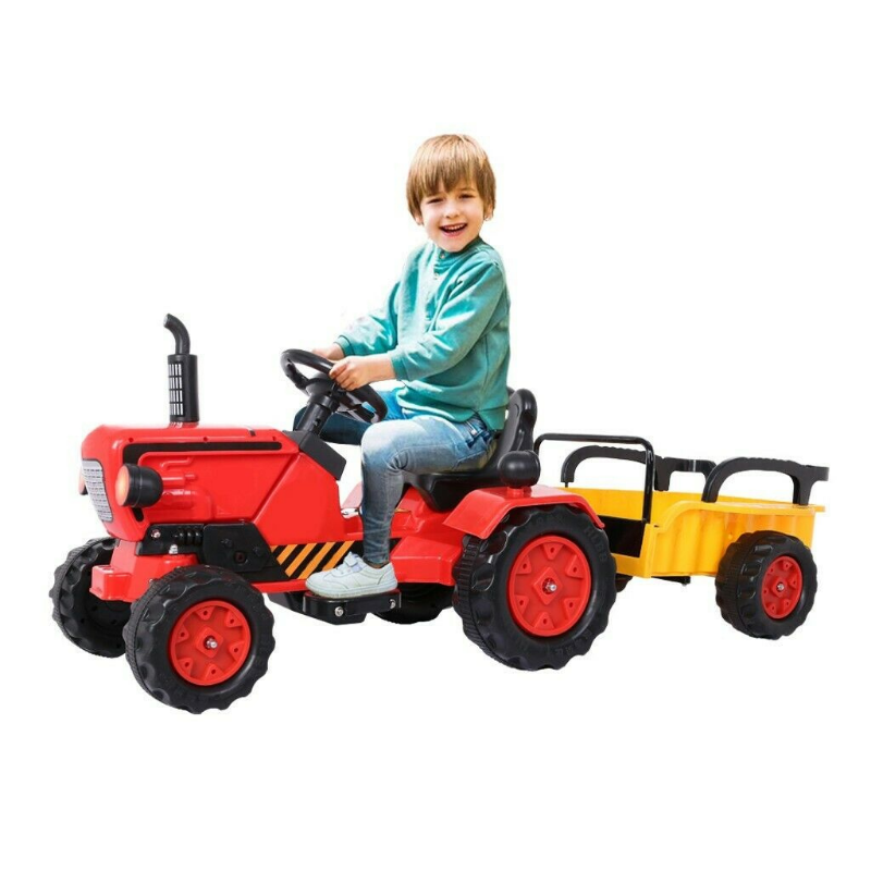 Kids Electric Ride On Tractor Toy With Trailer Par Masters