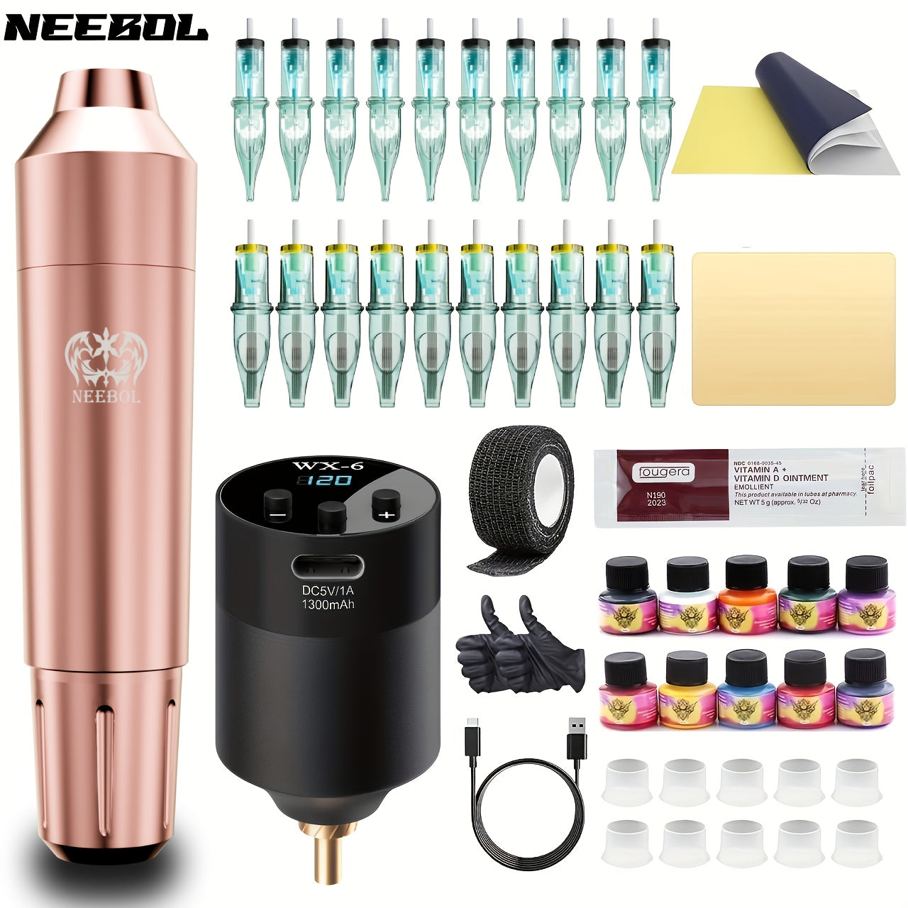 1set, Neebol Wireless Tattoo Kit, Second Generation Rotary Tattoo