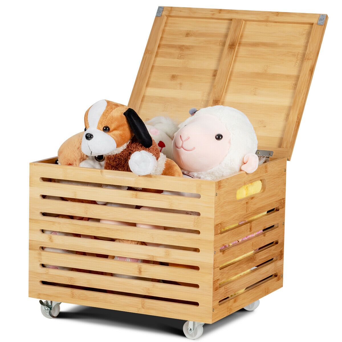 Portable Rolling Large Wooden Toy Storage Chest Box Par Masters