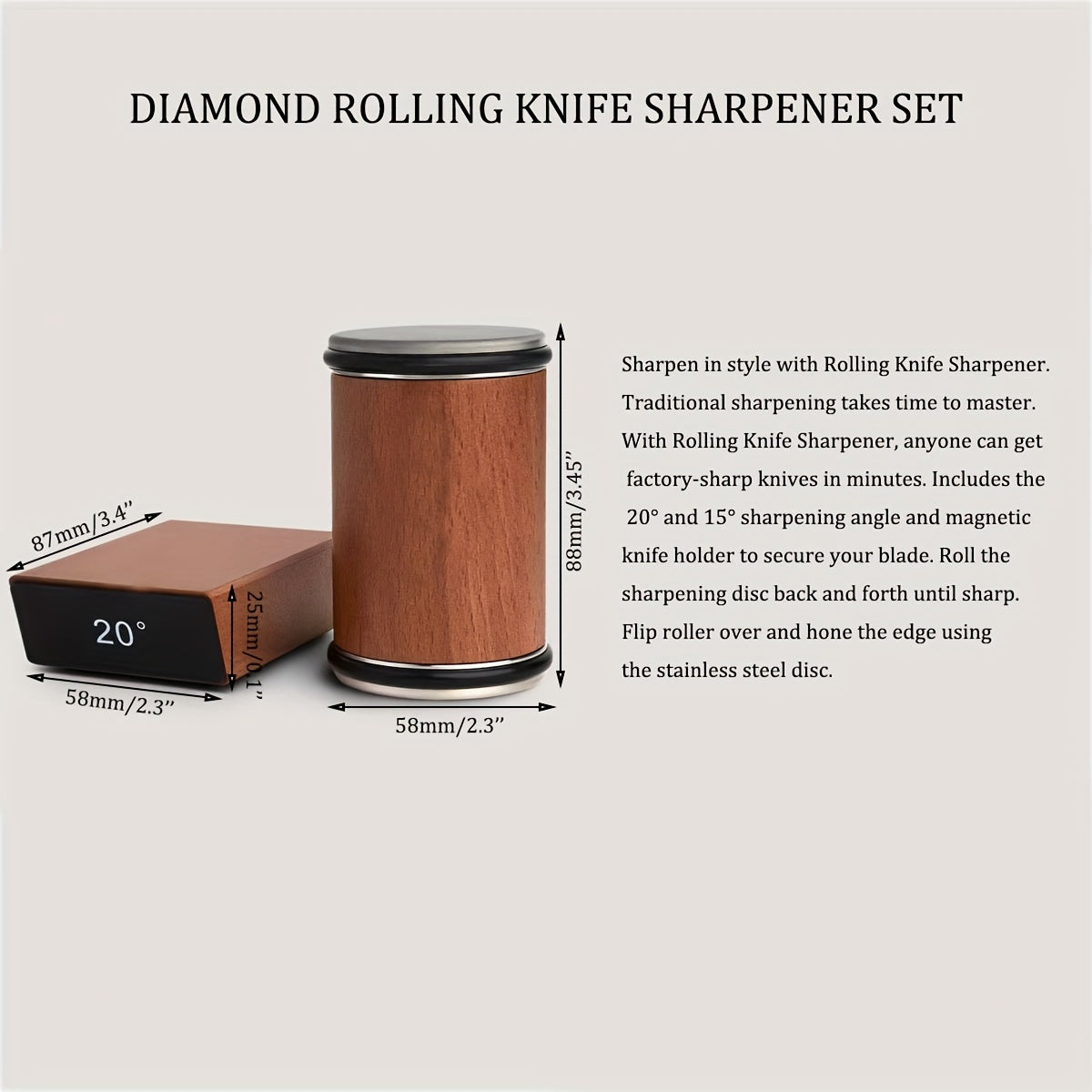 Knife Sharpening, Knife Sharpener, Tumbler Rolling Knife Sharpener, Rolling  Knives Sharpeners, For Straight Blades And Any Hardness Of Industrial  Diamond Steel, Angle Technology With 15 And 20 Degrees, Kitchen Utensils,  Angle 15