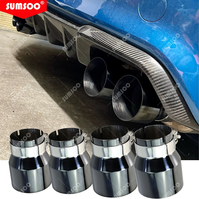 4 Pieces black Stainless Steel Exhaust tips for BMW F87 M2 F80 M3 F82 ...