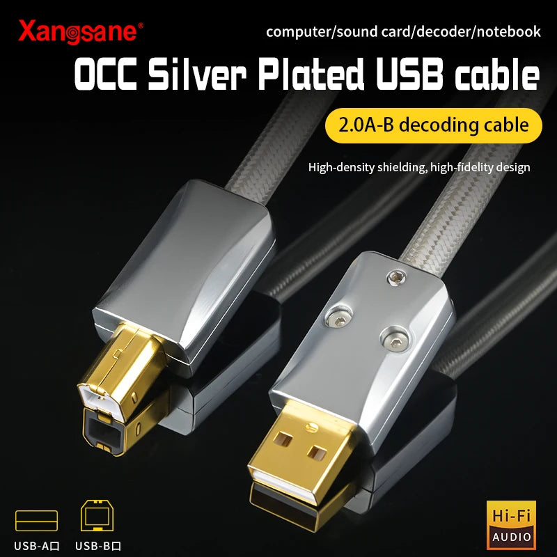 Xangsane OCC silver-plated cable hifi usb shell lightning to typec dec ...