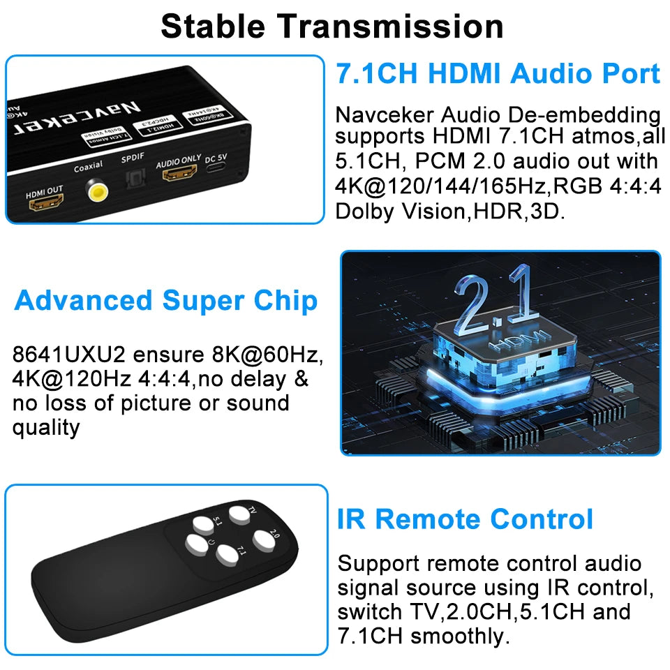 Schakelaar 2 IN 1 OUT VRR ALLM HDCP2.3 HDR10 Audio Converter HDMI naar HDMI SPDIF Optisch 7.1/5.1CH, Stereo L/R Audio te onttrekk Schakelaar 2 IN 1 OUT VRR ALLM HDCP2.3 HDR10 Audio Converter HDMI naar HDMI SPDIF Optisch 7.1/5.1CH, Stereo L/R Audio te onttrekk