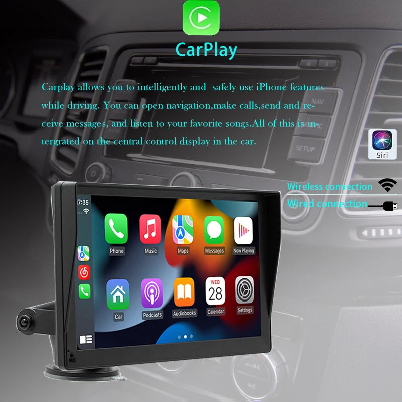Auto Carplay Universal 7inch ADHOUDY Car Radio Wireless Android Blueto ...