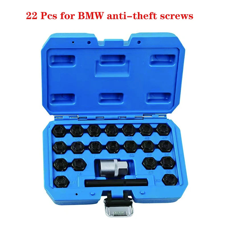 22Pcs Wheel Lock Lugnut Tool Nut Locking Key Socket Anti-Theft Screw S ...