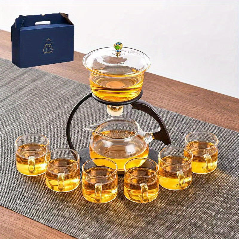 1 Set Lazy Tea Set Magnetic Water Diversion Rotating Cover Bowl Tea Par Masters
