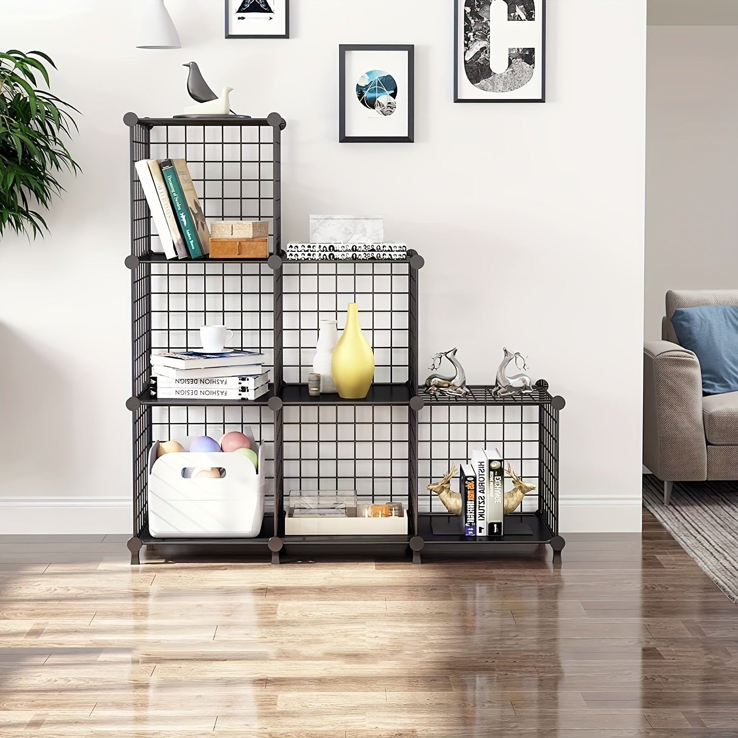 6-Grids Orderly And Organized Metal Mesh Cube Storage Rack - 6 Grids F ...