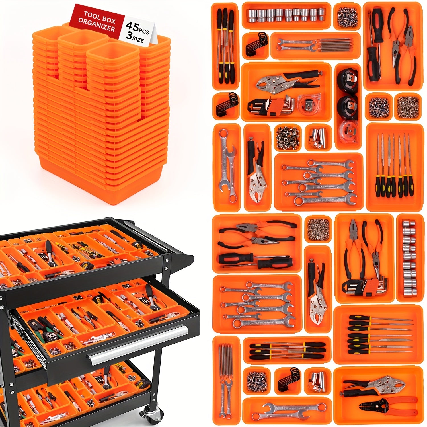 45 Pack Tool Box Organizer Tool Tray Dividers, Toolbox Drawer Organize ...
