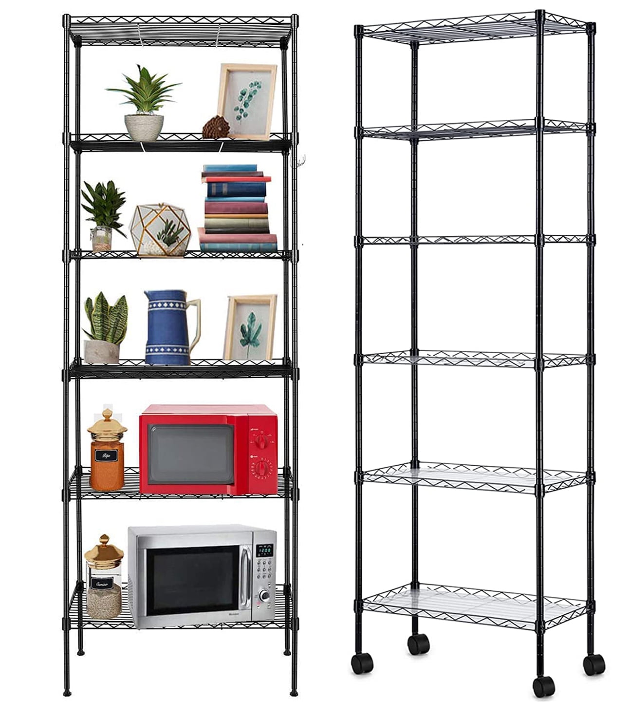 6-Tier Shelf Rack Wire Shelving Unit Storage Height Adjsutable Metal S ...