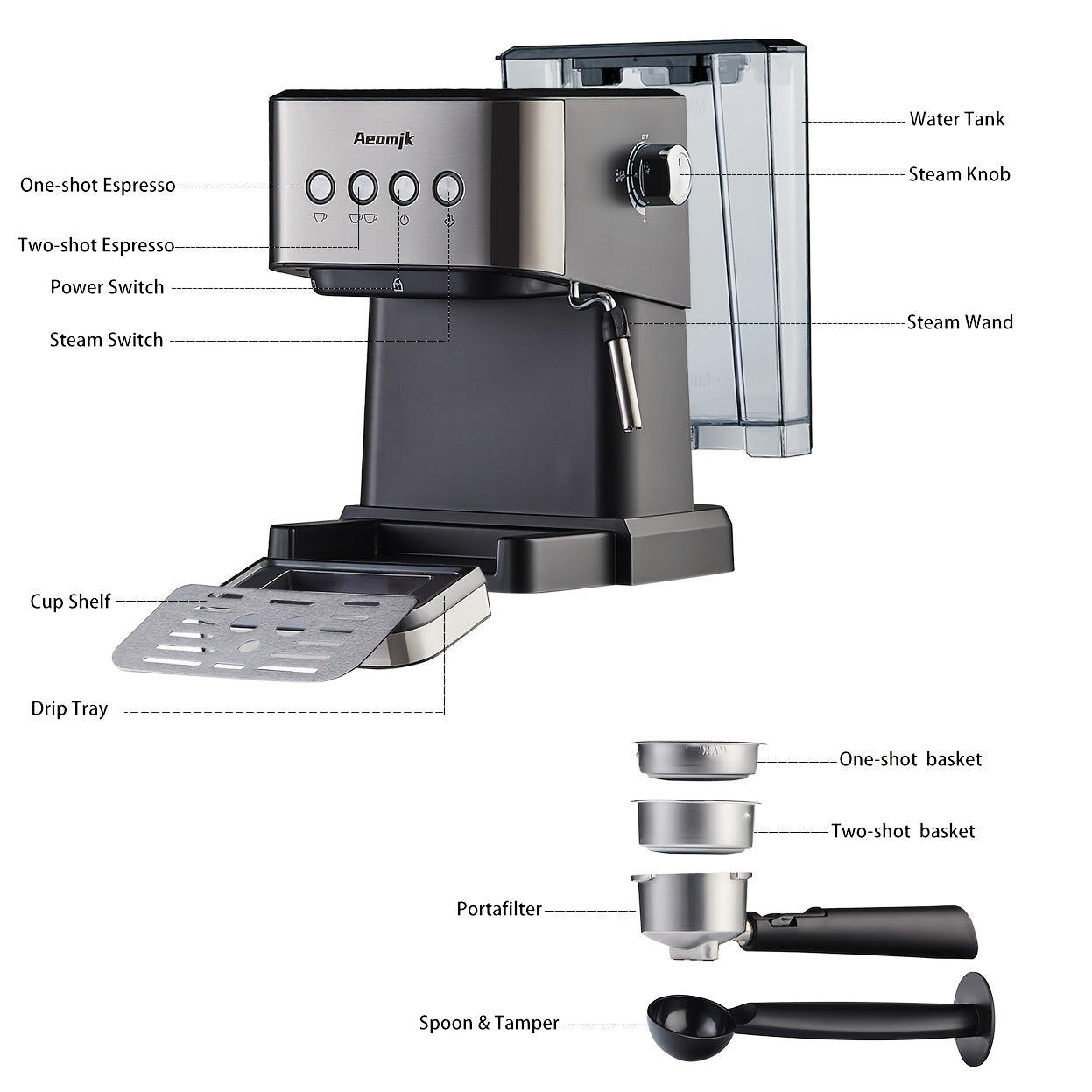 Maquina Espresso Cafetera Profesional Barista 6 En 1 Capsula – TECFUS