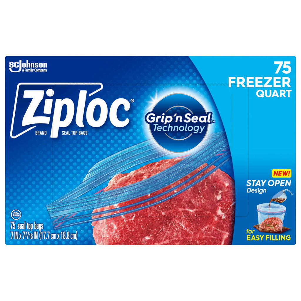Ziploc Brand Freezer Bags with Grip 'n Seal Technology, Gallon, 40