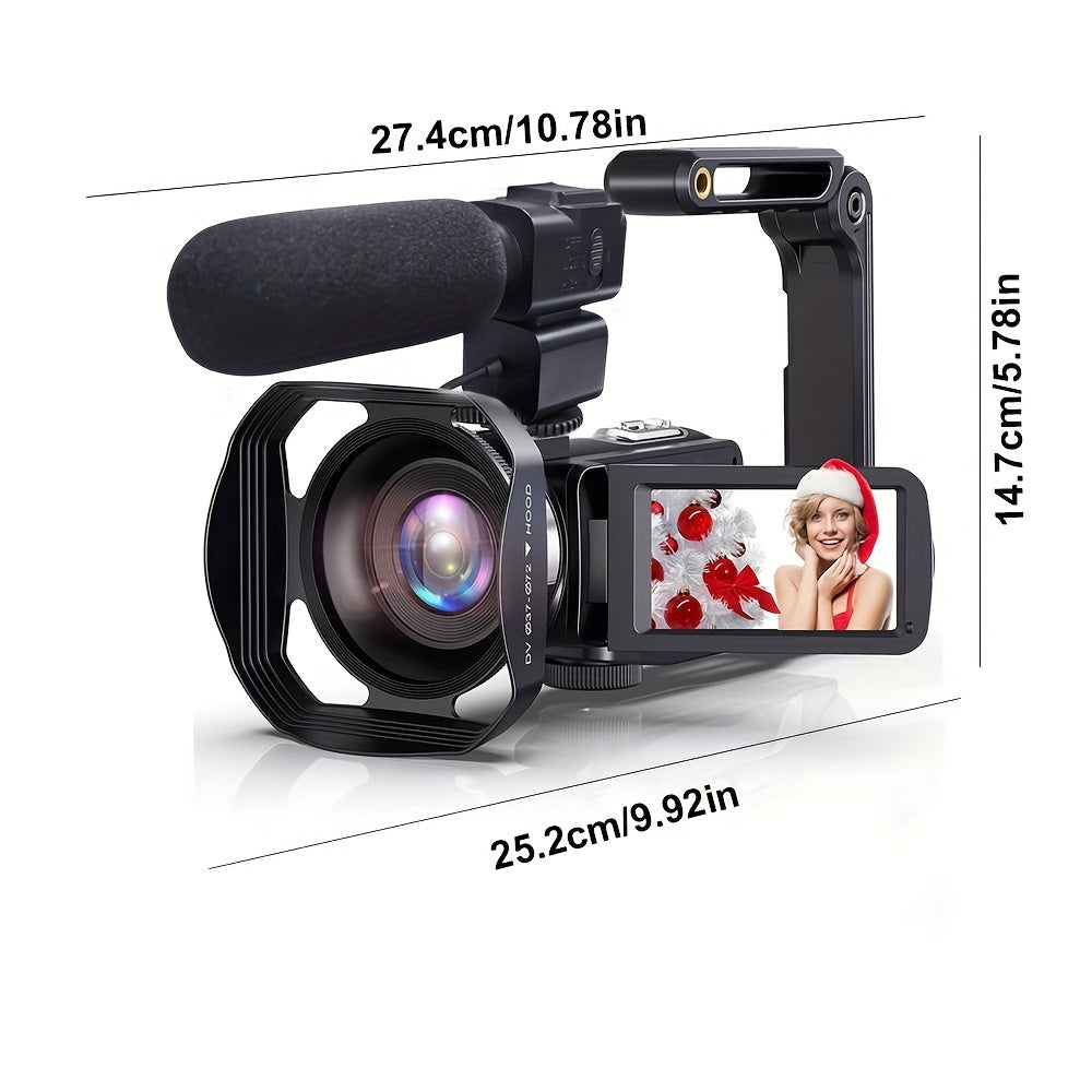 Video Camera Camcorder 4K 36.0 MP Vlogging Camera Recorder for  3.0  Inch IPS Screen 18X Digital Zoom Camcorders Camera with Batteries & Tripod